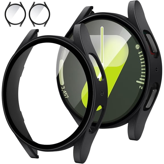 KOMI [2Pack for Samsung Galaxy Watch 7 2024 Screen Protector Case 44mm Accessories, Protective Face Cover for 44 mm, Hard Bumper Built-in Tempered Glass Film for Women Men