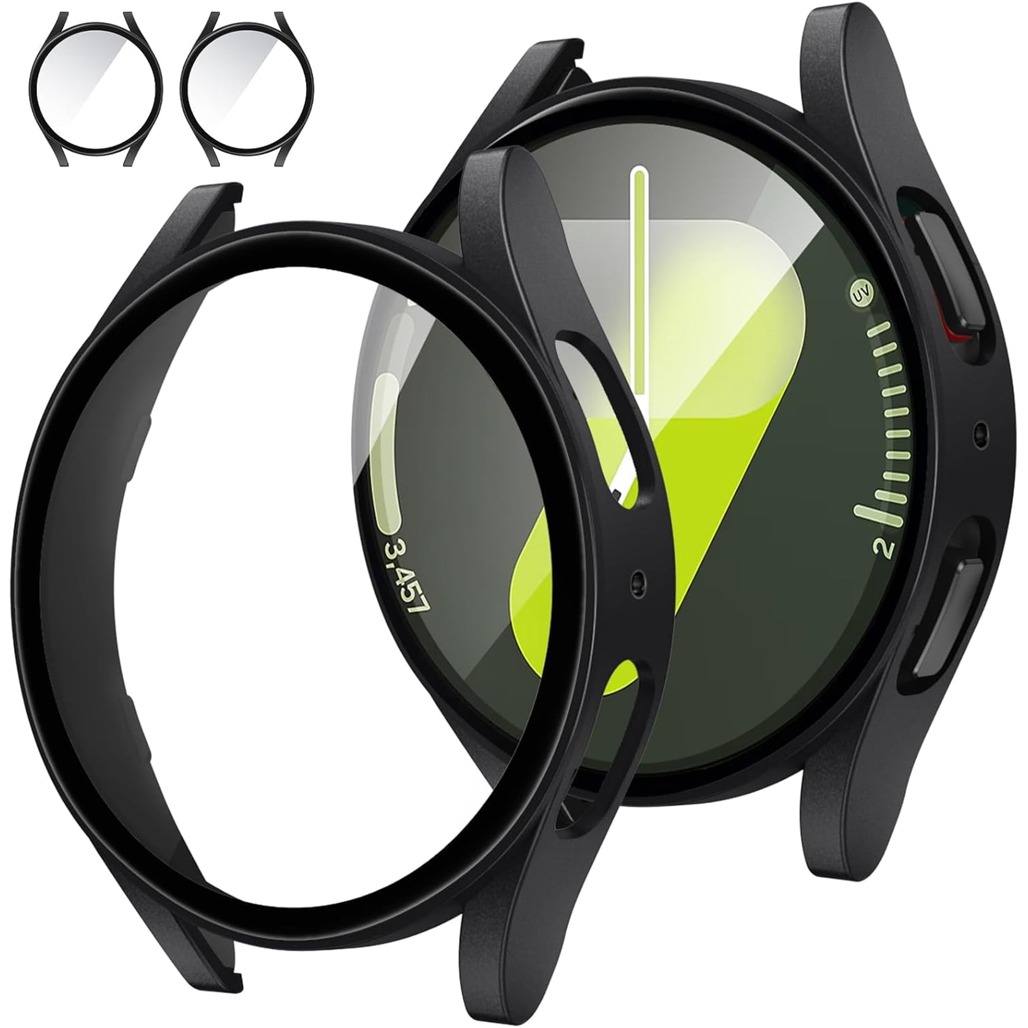 KOMI [2Pack for Samsung Galaxy Watch 7 2024 Screen Protector Case 44mm Accessories, Protective Face Cover for 44 mm, Hard Bumper Built-in Tempered Glass Film for Women Men
