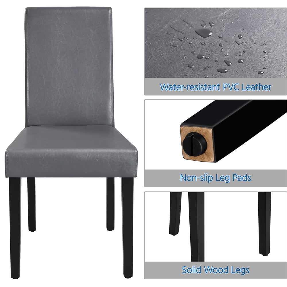 Alden Design Padded Parson Dining Chairs with Solid Wood Legs, Set of 4, Gray