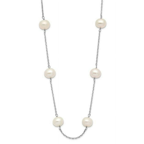 Primal Gold 14 Karat White Gold 6-7mm White Round Freshwater Cultured Pearl 12-station Necklace