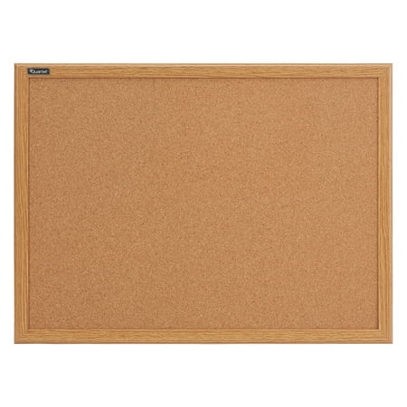 Quartet Cork Bulletin Board, 2' x 3', Oak Finish Frame