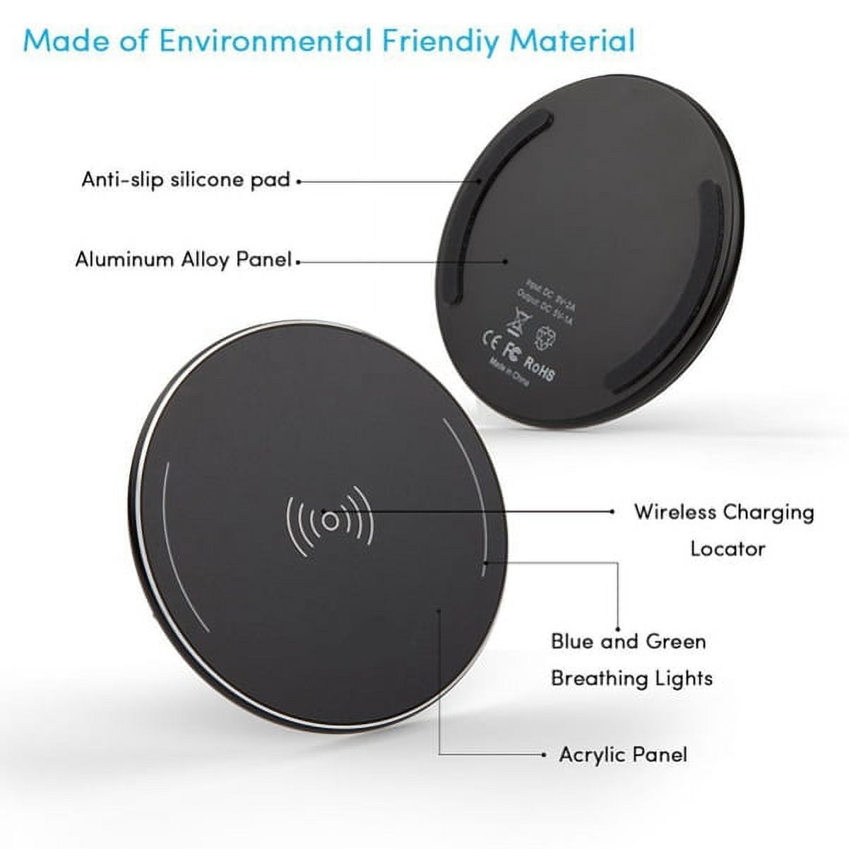 10W Fast Wireless Charger Charging Slim Pad w 30W Adaptive Fast 2-Port Home Wall Travel AC USB Charger L1G for Motorola Droid Turbo, Google Nexus 6, 2 Mini MAXX - Nokia 8, Lumia 930 920 1520