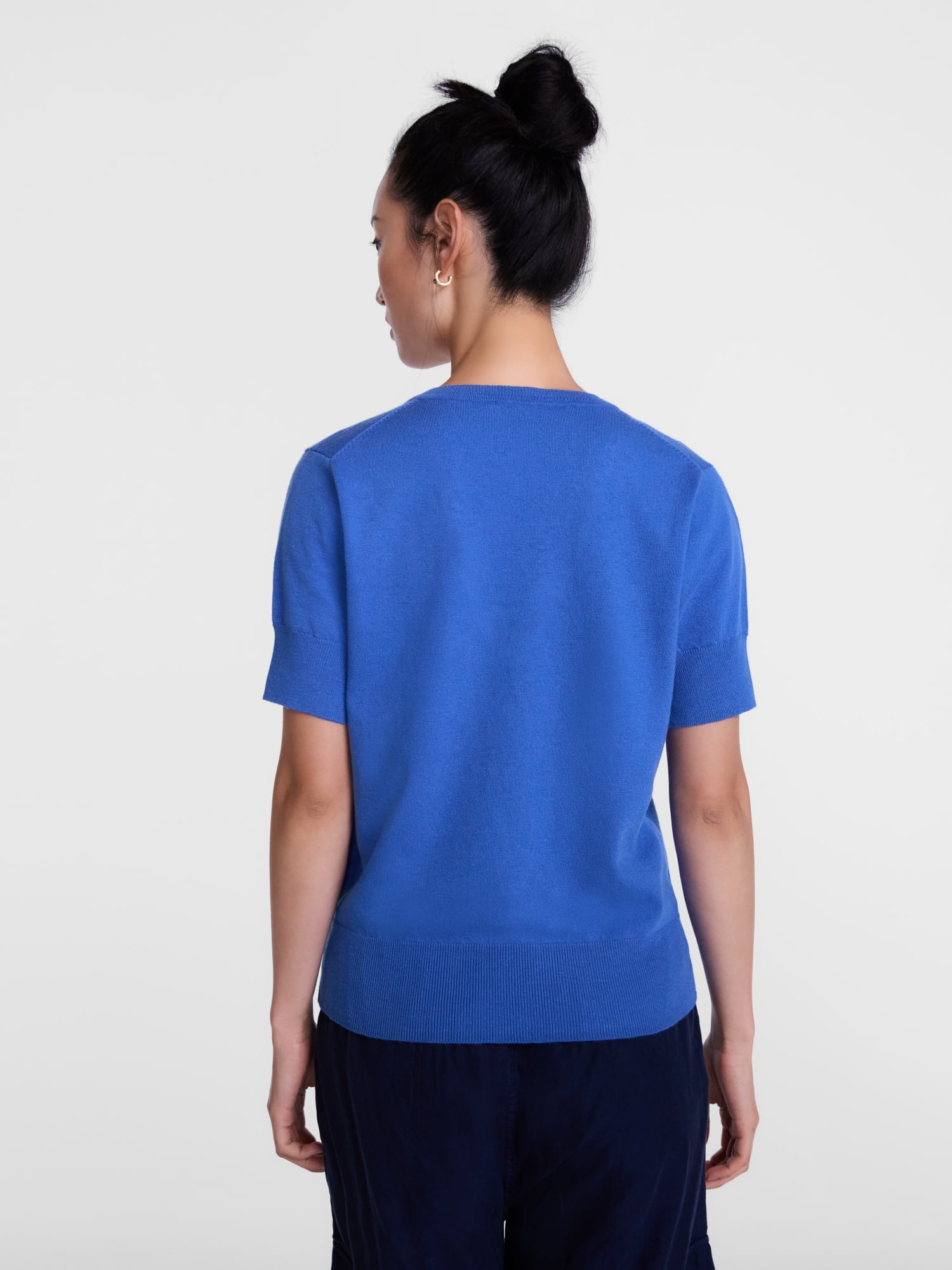 Scenario Women's V-Neck Lightweight Sweater with Short Sleeves, Sizes XS-XXXL