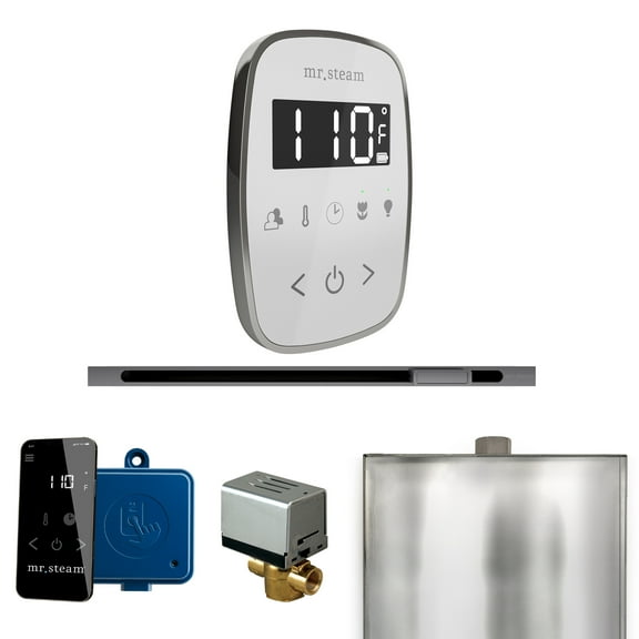 Mr Steam ButlerFlex Steam Shower w/TempoFlex Control and Linear Steamhead in White Brilliant Black