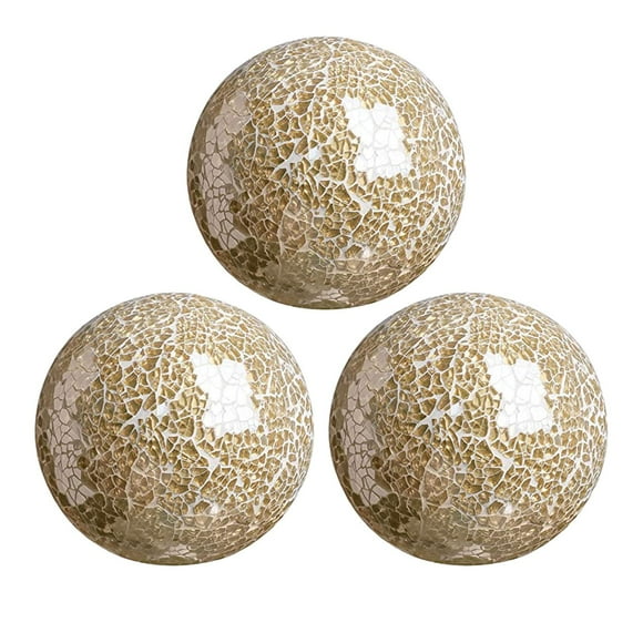Yingyy 3Pcs Housewares Glass Decorative Balls Home sphere balls Golden Decor Mosaic Sphere