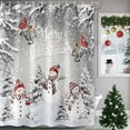 thumbnail image 3 of Merry Christmas Shower Curtain, 72" x 72", Red Hat Snowman Pine Tree Leaf Grey Snow Scene Waterproof Bathroom Curtain Washable Shower Curtain Set with 12 Hooks, 3 of 6