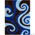 thumbnail image 2 of Allstar Brown Shaggy Area Rug with 3D Blue Spiral Design. Contemporary Formal Casual Hand Tufted (7' 6" x 10' 5"), 2 of 7