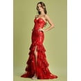 thumbnail image 2 of Women's Adora Design 3222 Strapless Applique Tiered Long Formal Gown Red Size S, 2 of 4