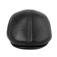 thumbnail image 3 of Winter Flat Caps Beret Men Black Warm Duckbill Hat Male Earflaps Thicker Genuine Leather Solid Classic Driving Cap ,Soft Feel, 3 of 5