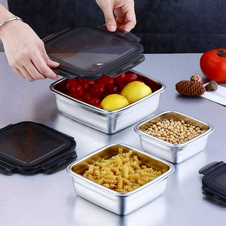304 Stainless Steel Square Food Storage Lunch Box Containers Eco