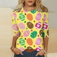thumbnail image 2 of Midsumdr Womens Tops Casual Easter Colored Eggs Printed Outdoor Daily T Shirt Vacation 3/4 Sleeve Crew Neck Spring Summer Blouse Tops, 2 of 5