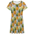 thumbnail image 3 of Hand Drawn Watercolor Pineapple Women's Dress Short Sleeve Summer Sundress Summer Women Clothes, 3 of 7
