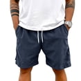 thumbnail image 6 of Cargo Shorts for Men Corduroy Drawstring Elastic Waist Shorts Summer Beach Casual Beach Bermuda Short with Pockets Straight-Leg Outfit,Blue S, 6 of 6