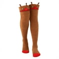thumbnail image 2 of Chaussettes de Sol Chaudes pour Femmes en Molleton Corail Épaissi à Rayures Dessin Animé 2 Pcs Bas Bas Bas de compression Brun, 2 of 3