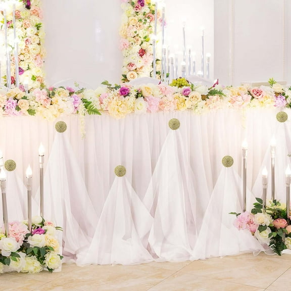 Efavormart 3" Gold Rhinestone Metal Flower Chair Sash Band Buckle, Diamond Chair Wrap Bow Pin Brooch