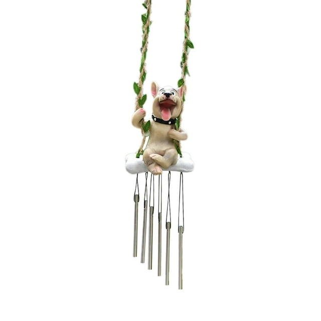 Carillón de viento escultural con temática animal, figura única rústica, regalo ideal para colgar Marrón claro