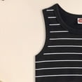 thumbnail image 4 of NOLDARES Toddler Boys 2-Piece Tank Top Shorts Set Summer Casual Outfits Sleeveless Striped Design Black,12-18 M, 4 of 6