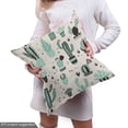 thumbnail image 4 of Ambesonne Cactus Fabric by the Yard Upholstery, Geometric Cartoon Plant, 1 Yard, Mint Black Beige, 4 of 4