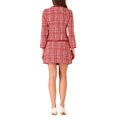 thumbnail image 3 of Conjunto de traje para mujer INSPIRE CHIC de 2 piezas, chaqueta corta de tweed a cuadros y falda, XL rojo, 3 of 6