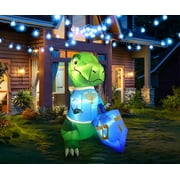 Dinokkah 6 FT Inflatable Hanukkah Dinosaur Decorations - Outdoor/Indoor with Built-in LED Lights