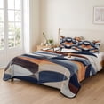 thumbnail image 2 of King Quilt Set 96''x106'', Navy Blue Burnt Orange Lightweight Summer Bedspread Coverlet Set with 2 Pillow Shams, Retro Geometric Abstract Breathable All Season Quilt Bedding for Bedroom/Guest Room, 2 of 9
