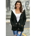 thumbnail image 4 of Fur Hood Horn Button Sweater Cardigan, 4 of 4