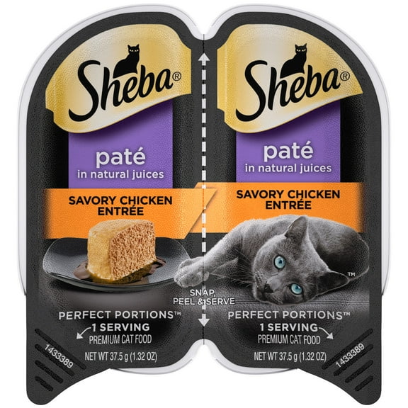 ( 4 Pack ) Sheba Perfect Portions Pate In Natural Juices Savory Chicken Entree Grain Free Wet Cat Food 2.6oz