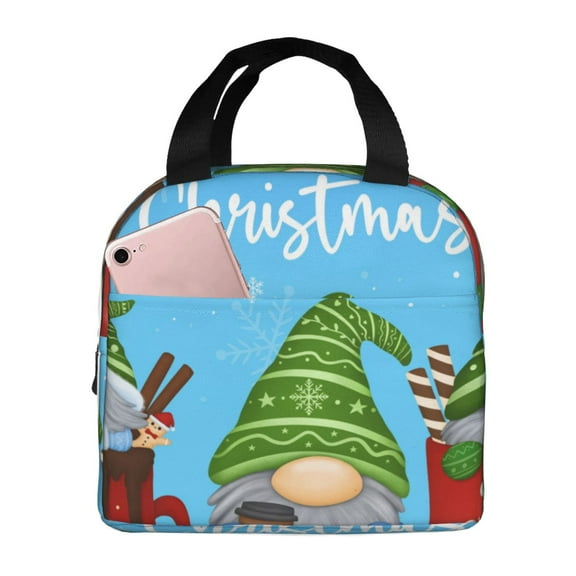 Picia Merry Christmas Gnome Printed Lunch box Lunch bag for Men Women Large Capacity Lunchbox Reusable Lunch Bags Insulated Lunch Bag Lunch Box Cooler