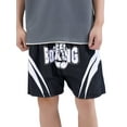 thumbnail image 1 of Moggemol Kids Boys Color Block Letter Printed Boxer Shorts Drawstring Elastic Waistband Boxer Trunk Black 6, 1 of 6