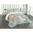 thumbnail image 3 of Ambesonne Saying Quilted Bedspread Set 3 Pcs, Cartoon Unicorn Dreamy Scene, Queen Size, Multicolor, 3 of 5