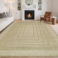thumbnail image 1 of Bordered 8x10 Living Room Rugs, Washable Modern Soft Non Slip Geometric Area Rug for Bedroom, Low Pile Ultra Thin Large Under Table Carpet for Dining Room Home Decor, Taupe, 1 of 6