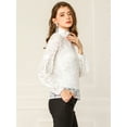 thumbnail image 4 of INSPIRE CHIC Blusas de manga larga de encaje para mujer Blusas florales elegantes con cuello con volantes blanco L, 4 of 6