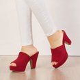 thumbnail image 2 of Sandalias De Tacón Grueso Con Plataforma De Punta Abierta Para Mujer Rojo 41 Allegra K, 2 of 7