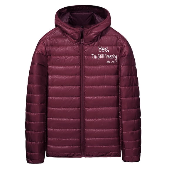 Men's Packable Puffer Jacket Hooded Lightweight Winter Coat Basic Full Zip Quilted Warm Down Outerwear