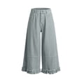 thumbnail image 4 of FNFYFH Cropped Jeans for Women Ruffle Hem Jean Pants Denim Wide Leg Capri Pants with Pockets, 4 of 7
