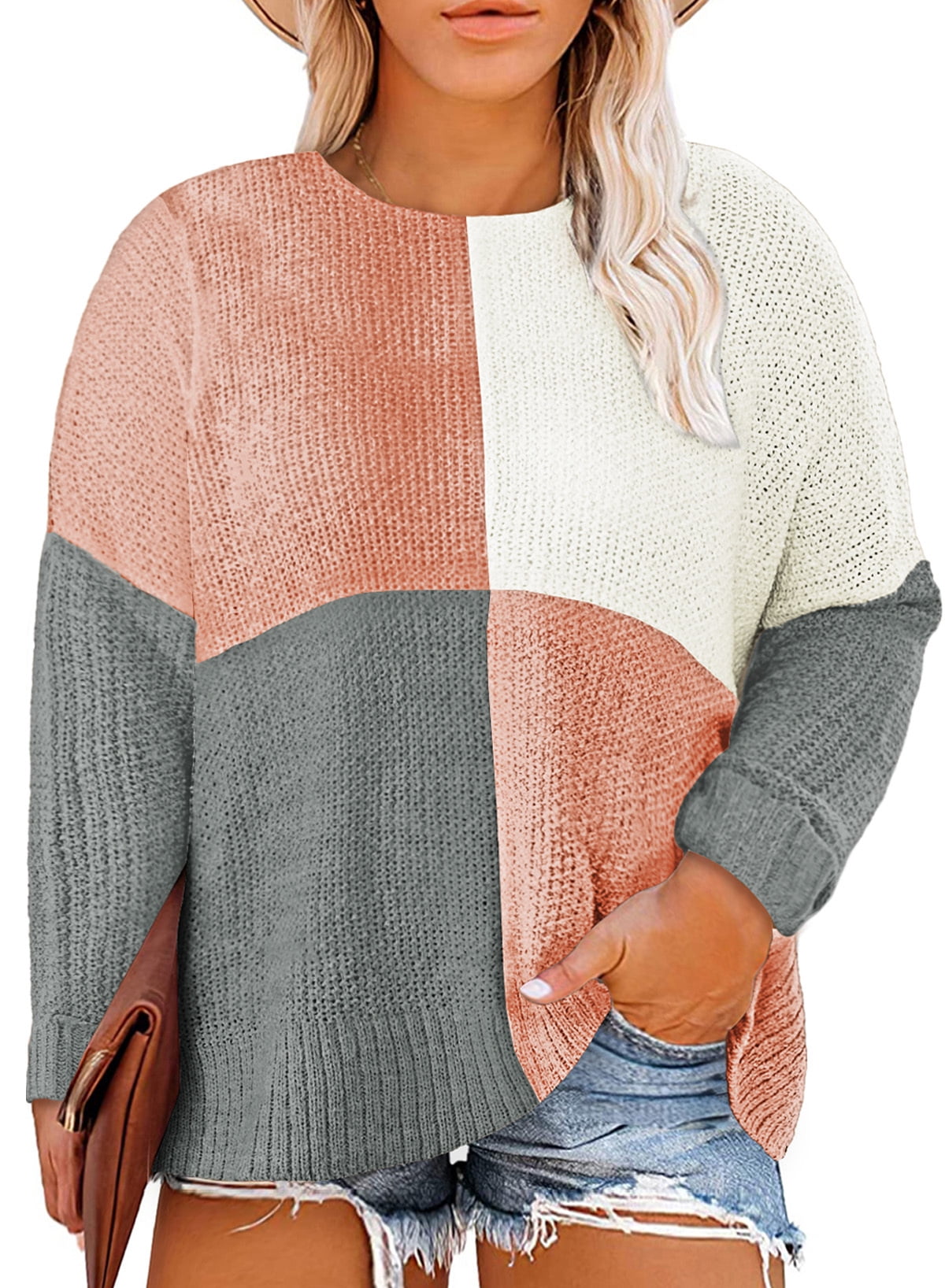 Eytino Womens Plus Size Colorblock 