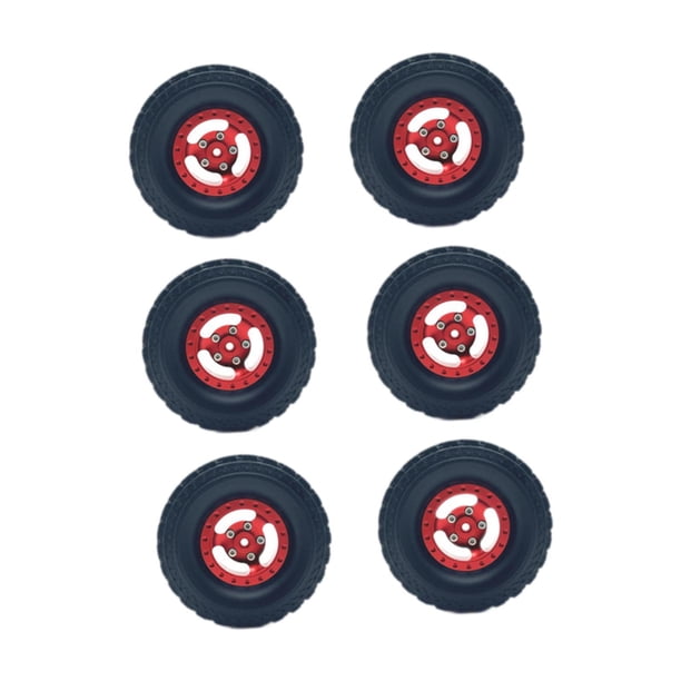 6 piezas 1/12 1/16 RC Ruedas y neumáticos Reemplaza accesorio RC Car Wheel RC Desert rojo