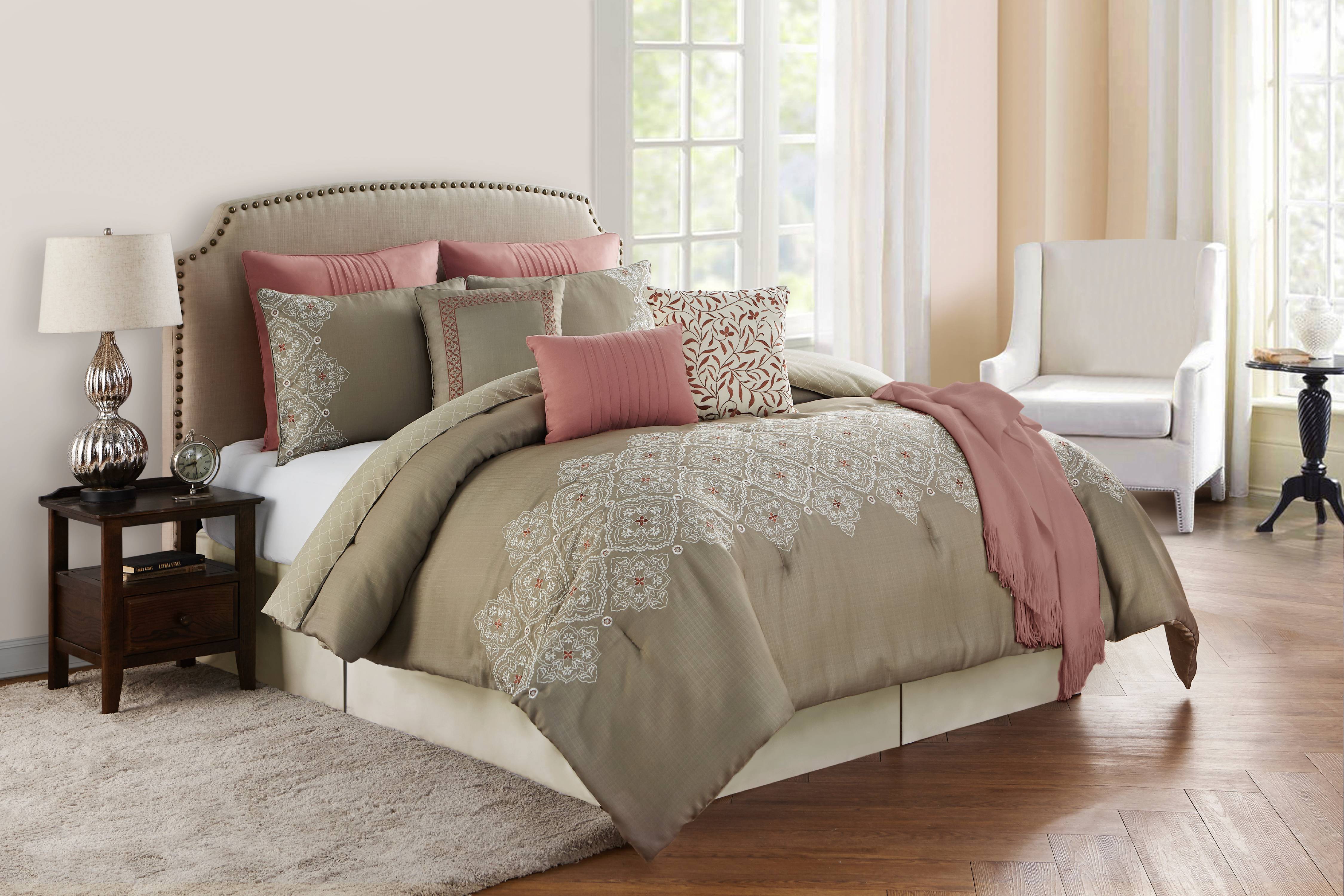 Cleo Rose Embroidered Medallion Motif 10Piece Comforter Set Walmart