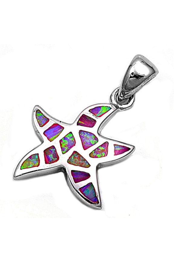 Starfish Simulated Opal Pendant Sterling Silver
