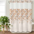thumbnail image 3 of Weeping Flowers No Hook Shower Curtain Waterproof,Bathroom Curtains with Snap in Liners and See Through Top Window,Orange Grey Spring Floral Botanical Rustic Burlap Bathtub Curtains Shower 60"Wx72"L, 3 of 8