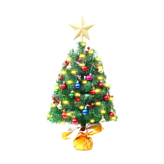 23.6" Mini Christmas Tree Set – Tabletop Tree with Lights, Ornaments, Star Topper & Decoration Kit – Holiday Décor for Home, Office, Store, Classroom