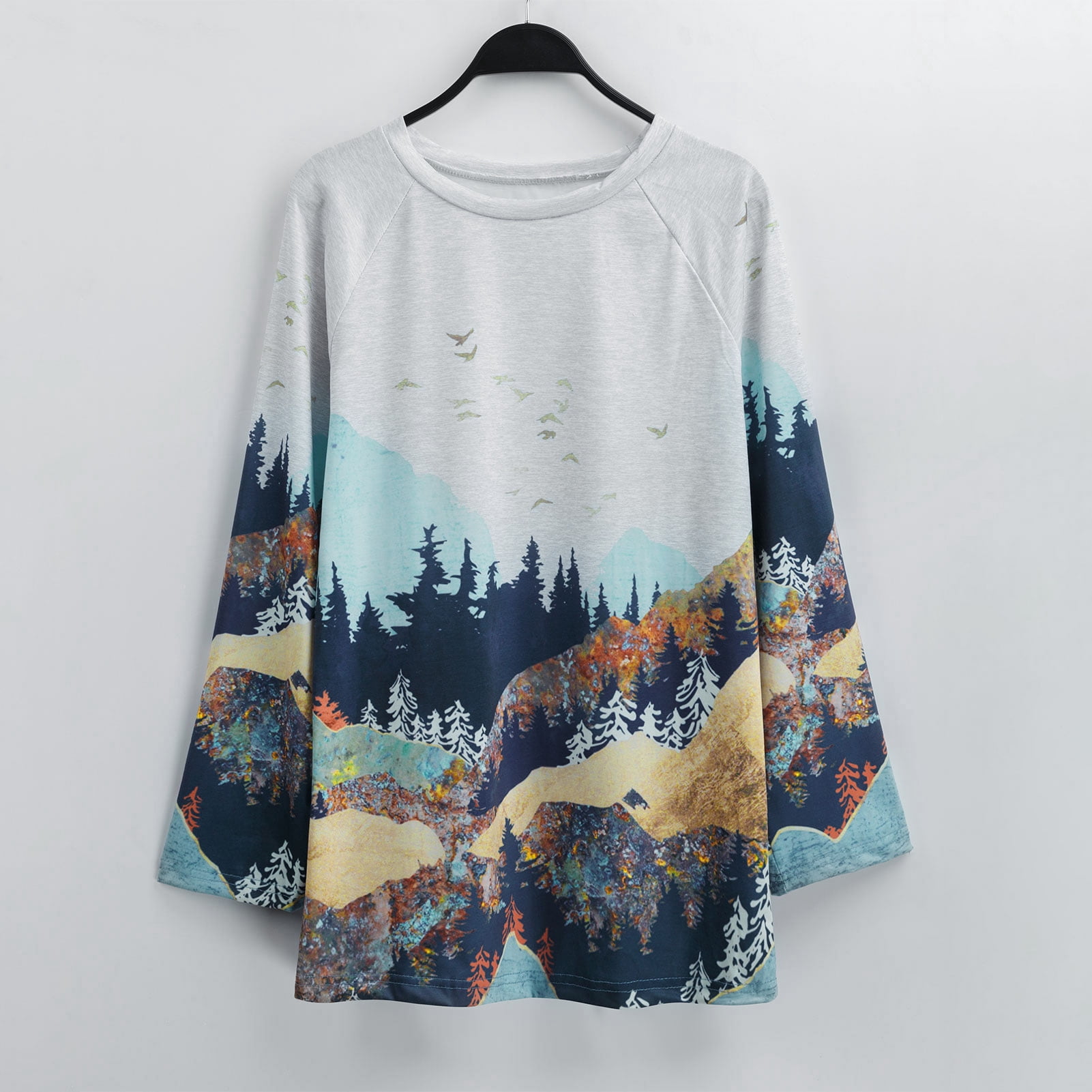 mountain printed crew neck casual sweatshirt