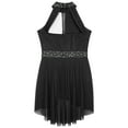 thumbnail image 6 of TSSOE Girls Sequins Ballet Dance Lyrical High Low Chiffon Dress Kids Leotard with Irregular Skirt Costume Black&White 6, 6 of 7