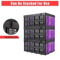 thumbnail image 5 of 55L Collapsible Milk Crate, 14.5 Gallon Stackable Plastic Storage Crate with Handle, Folding Heavy-Duty Plastic Storage Containers for Transport, Food, Drinks, Books, Tools ,Purple, 5 of 8