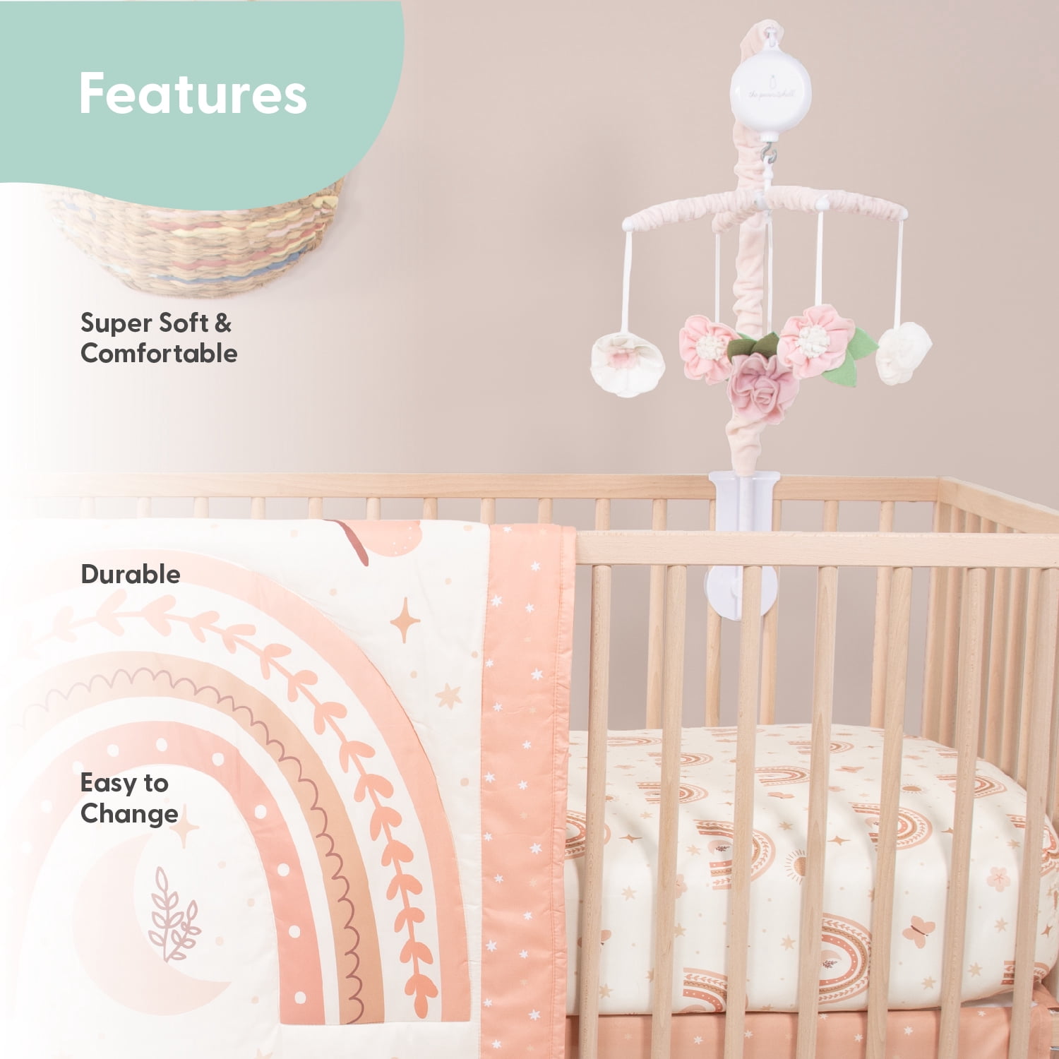 The Peanutshell Crib Bedding, Under the Stars Baby Crib Bedding Set & Stuffie Plush Toy, 4-Piece Set