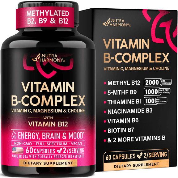 NUTRAHARMONY Full-spectrum Vitamin B-Complex Capsules   Vitamin C & Magnesium