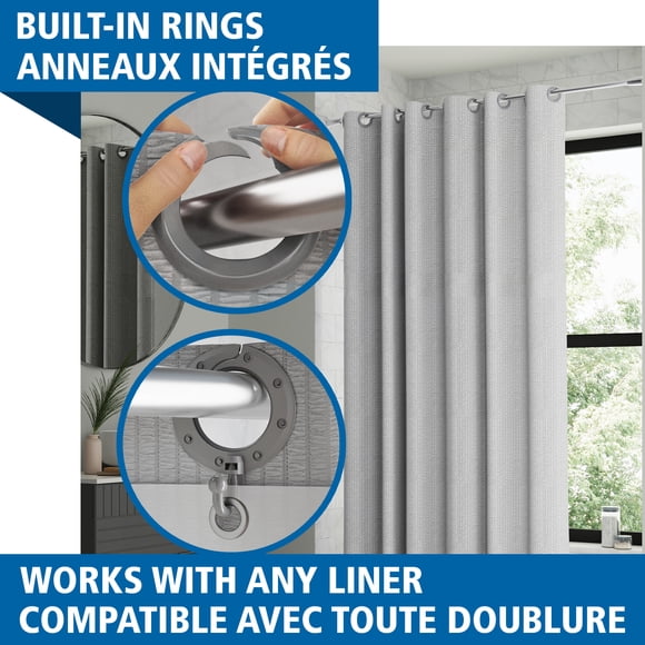 Mainstays Norwalk Easy Hang Fabric Shower Curtain with Built-in Rings