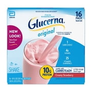 Glucerna Original Diabetic Protein Shake, Strawberry, 16 Count
