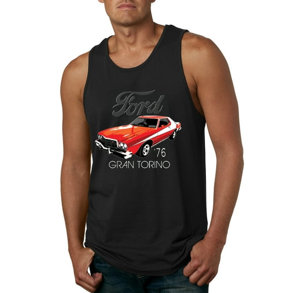 Wild Bobby, Ford '76 Gran Torino Vintage Car Cars and Trucks Mens Graphic Tank Top, Black, Small