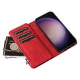 thumbnail image 6 of Allytechgroup Wallet Case for Samsung Galaxy S25 Ultra, with Zipper Pocket Multiple Cards Slots Flip Stand Shockproof Premium PU Leather Hand Wrist Phone Cover for Samsung Galaxy S25 Ultra, Red, 6 of 12